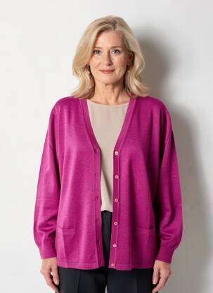Gilet manches longues stretch rose ELLEMME femme