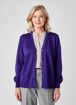 Gilet manches longues stretch violet ELLEMME femme