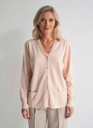 Gilet manches longues stretch rose clair ELLEMME femme