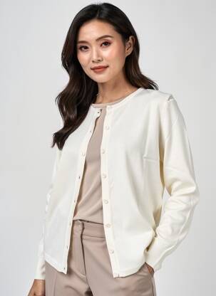 Gilet manches longues stretch beige ELLEMME femme