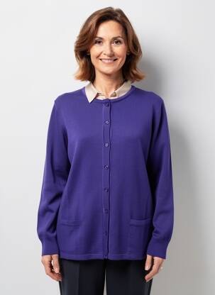 Gilet manches longues stretch violet ELLEMME femme