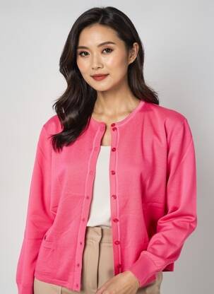 Gilet manches longues stretch rose ELLEMME femme