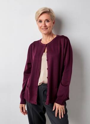 Gilet manches longues col rond violet ELLEMME femme