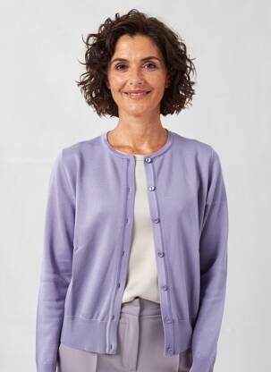 Gilet manches longues col rond violet ELLEMME femme