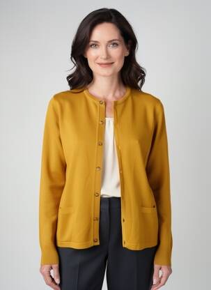 Gilet manches longues col rond jaune ELLEMME femme