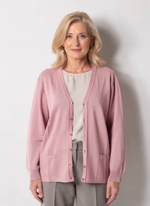 Gilet manches longues stretch rose ELLEMME femme