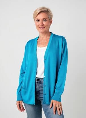 Gilet manches longues stretch bleu ELLEMME femme