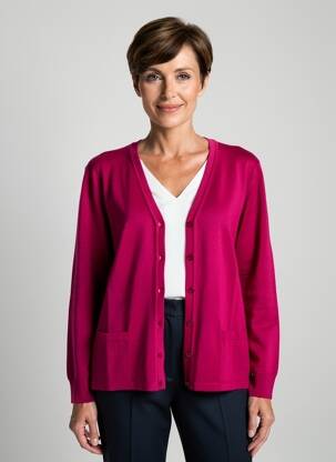 Gilet manches longues resserrée sur le bas rose ELLEMME femme