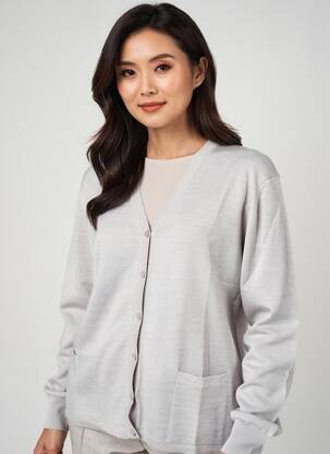 Gilet manches longues stretch gris ELLEMME femme