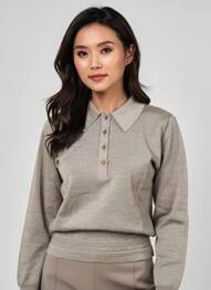 Pull tissage chiné manches longues gris PAUPORTÉ femme