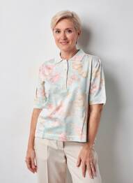 Polo stretch manches courtes bleu EDWIGE femme