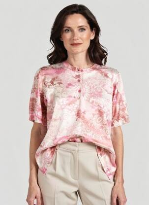 Pull coupe cintrée manches courtes rose GRIFFON femme