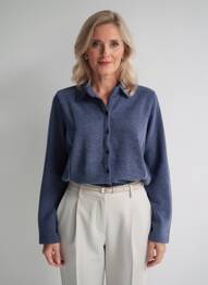 Chemisier coupe cintrée manches longues bleu I.ODENA femme