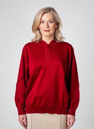 Pull col v manches longues rouge EDWIGE femme