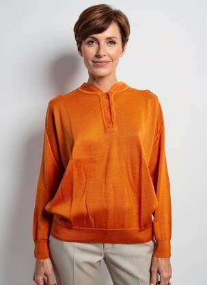 Pull tissage chiné manches longues orange EDWIGE femme