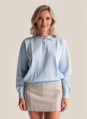 Pull stretch manches longues bleu EDWIGE femme