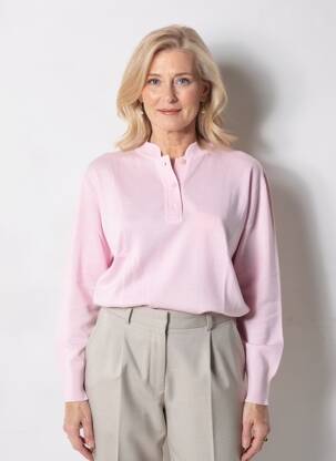 Pull col v manches longues rose EDWIGE femme