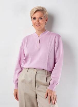 Pull tissage chiné manches longues violet EDWIGE femme