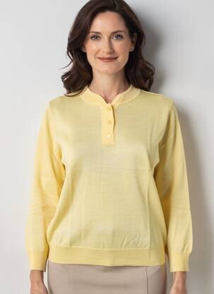 Pull tissage chiné manches longues jaune EDWIGE femme