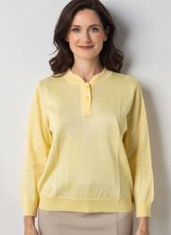 Pull tissage chiné manches longues jaune EDWIGE femme