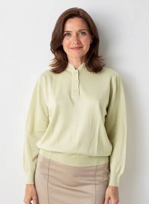 Pull tissage chiné manches longues vert EDWIGE femme