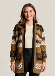 Gilet manches longues maille tricot marron ONLY femme