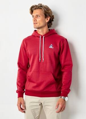 Sweat-shirt à capuche broderie manches longues rouge LE COQ SPORTIF homme
