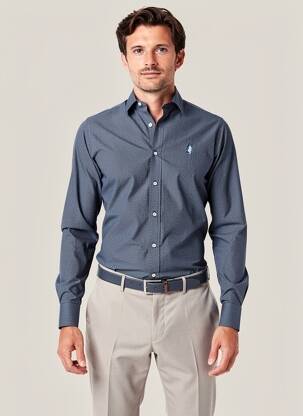 Chemise manches longues imprimé fantaisie bleu MCS homme