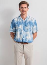 Chemise manches courtes coupe droite bleu SOLID homme