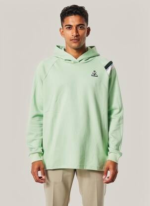 Sweat-shirt à capuche broderie manches longues vert LE COQ SPORTIF homme