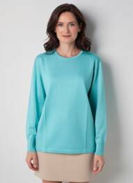 Pull coupe cintrée manches longues bleu ELLEMME femme