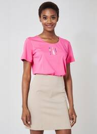 T-shirt sérigraphie avec strass manches courtes rose ARMOR LUX femme