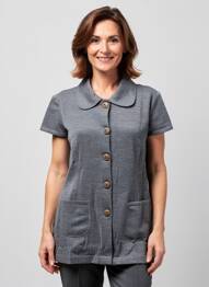 Gilet manches courtes fermeture boutonnée sur le devant gris PAUPORTÉ femme