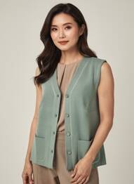 Gilet sans manche maille fine vert PAUPORTÉ femme