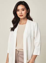 Gilet manches longues manches 3/4 blanc OLSEN femme