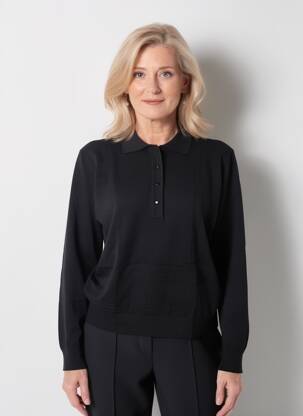 Pull coupe droite manches longues noir PAUPORTÉ femme