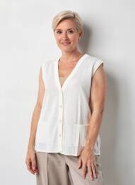 Gilet sans manche maille fine blanc RODAM femme
