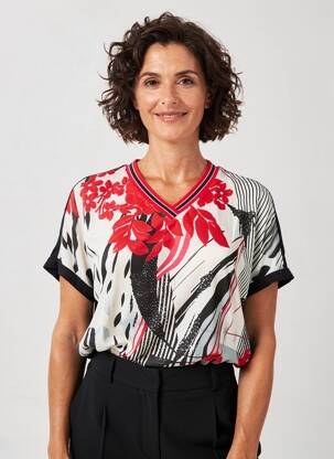 T-shirt imprimé fantaisie manches courtes noir OLSEN femme