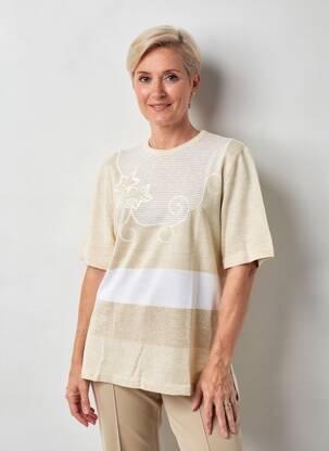 T-shirt coupe droite manches courtes beige PAUPORTÉ femme