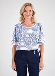 T-shirt coupe droite manches courtes bleu OLSEN femme