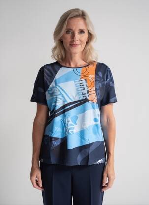 T-shirt imprimé fantaisie manches courtes bleu RABE femme