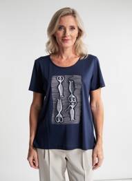 T-shirt coupe droite manches courtes bleu FINETTE femme