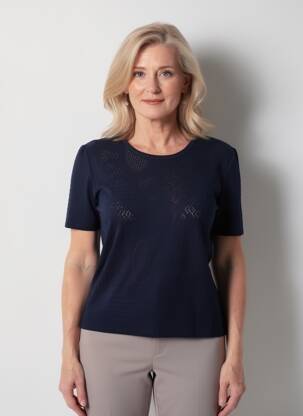 T-shirt coupe cintrée manches courtes bleu RODAM femme