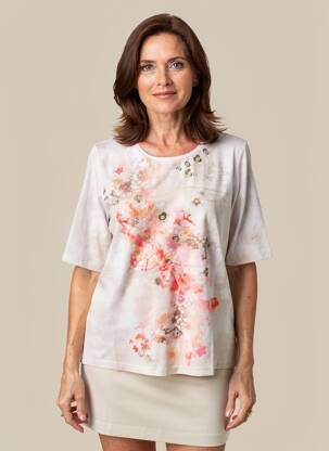 T-shirt coupe cintrée manches courtes beige RABE femme