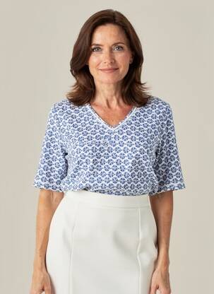 T-shirt imprimé fantaisie manches courtes bleu OLSEN femme