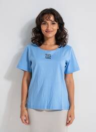 T-shirt sérigraphie floquée manches courtes bleu ARMOR LUX femme