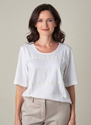 T-shirt coupe droite manches courtes blanc RABE femme