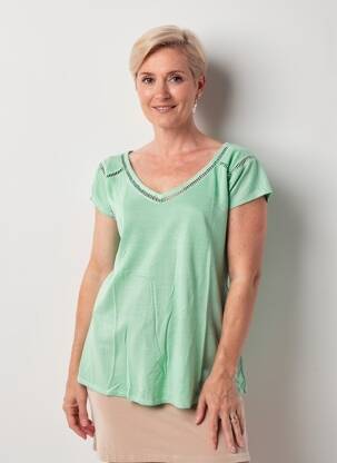 T-shirt coupe droite manches courtes vert CONCEPT K femme