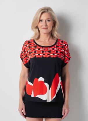 T-shirt imprimé fantaisie manches courtes noir TELMAIL femme