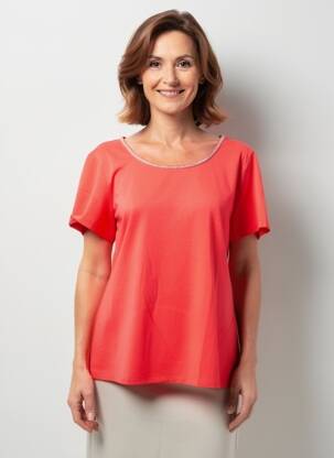 T-shirt coupe droite manches courtes orange CONCEPT K femme